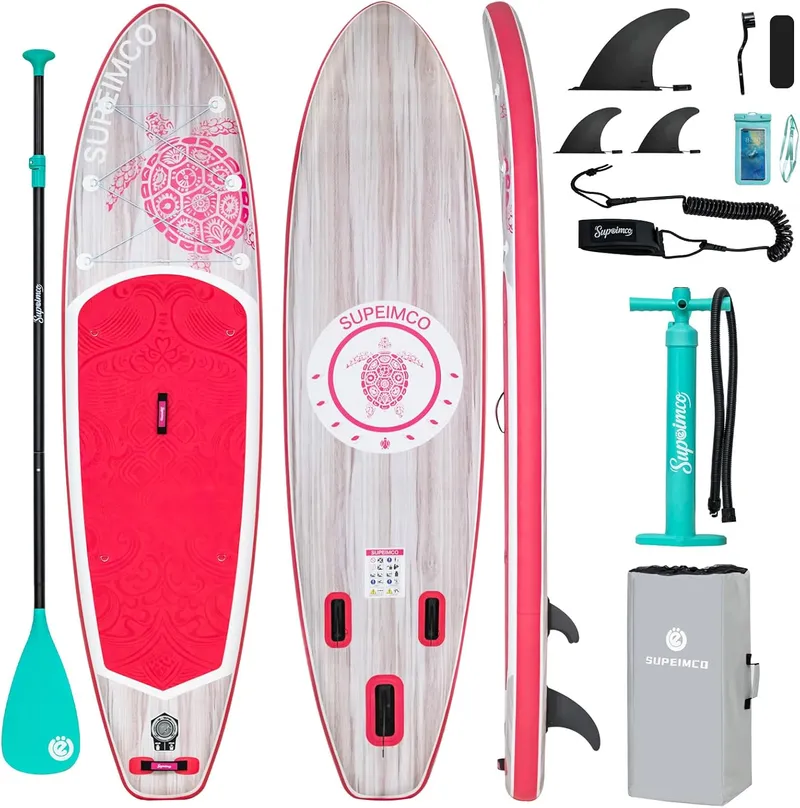 SUPEIMCO Inflatable Stand Up Paddle Board, Island Peach Tide Pink